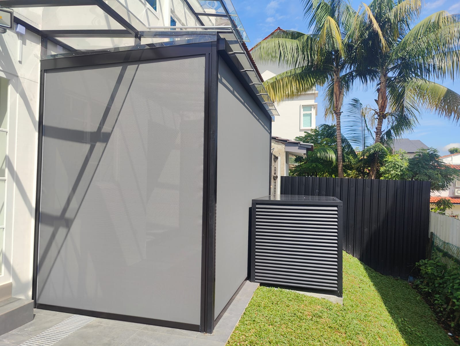 Balcony zip blinds installed for a condominium unit in Singapore